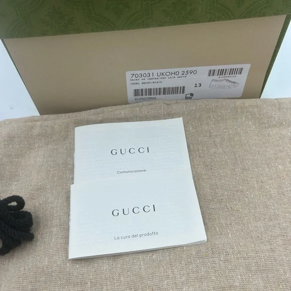 Gucci Beige and Brown low top sneakers size 13 made in Spain - Picture 7 of 11